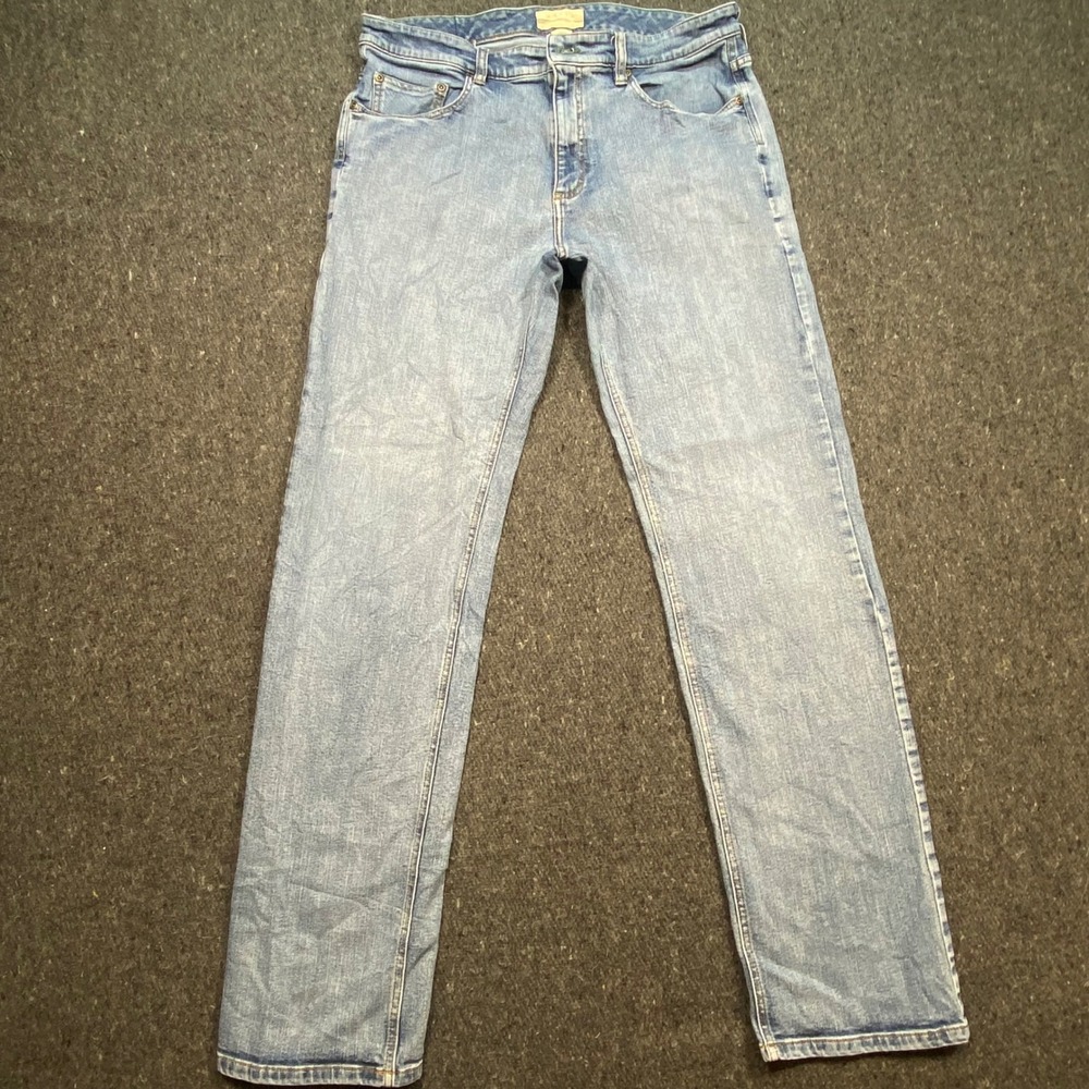 Orvis Rugged Men 34x34 Light Wash Straight Leg Denim Jeans Blue 5-Pocket Pants